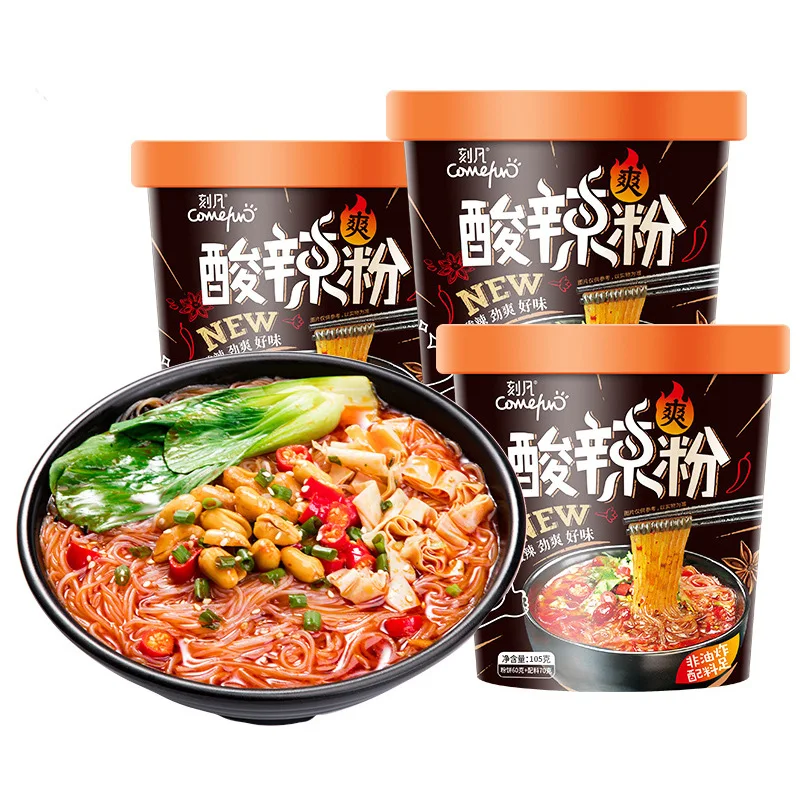 105 grams Asian snacks Chinese fast food sweet potato noodles sour and spicy noodles Sweet potato flour instant cup noodles