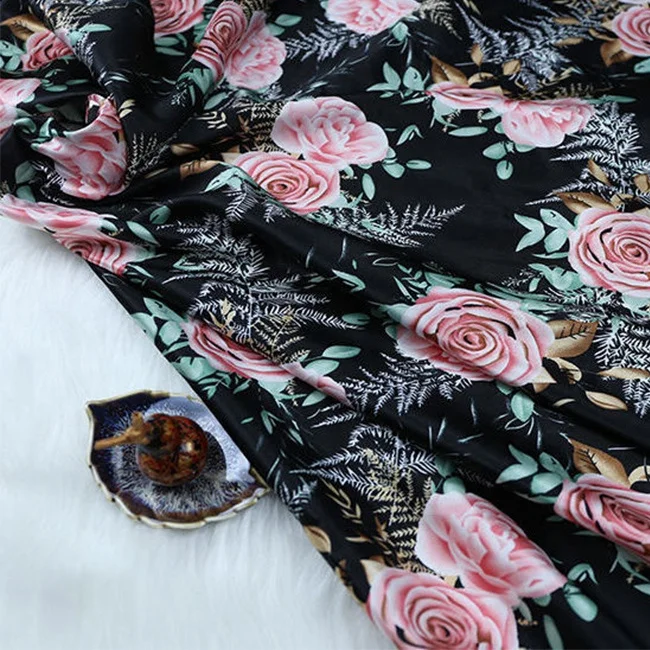 Новое поступление атласная ткань из 100% полиэстера с цифровым принтом весенне-летнее платье модные текстильные ткани