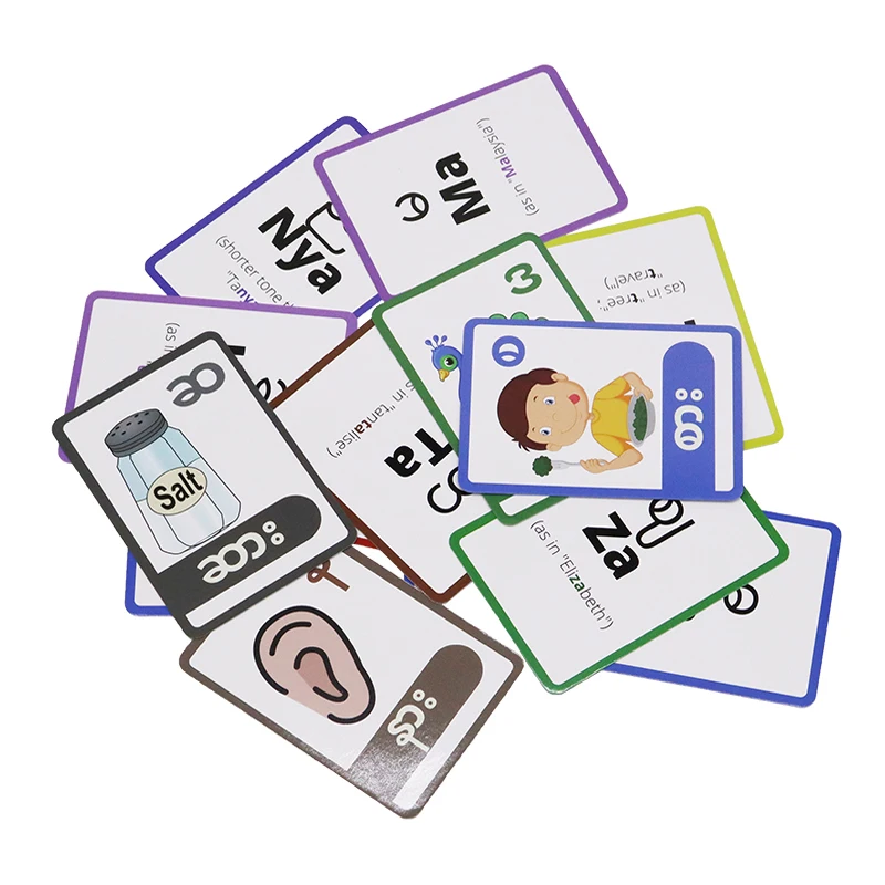 Customized Printed Flash Cards Full Color ABC Learning Card Kids Phonic Flashcards