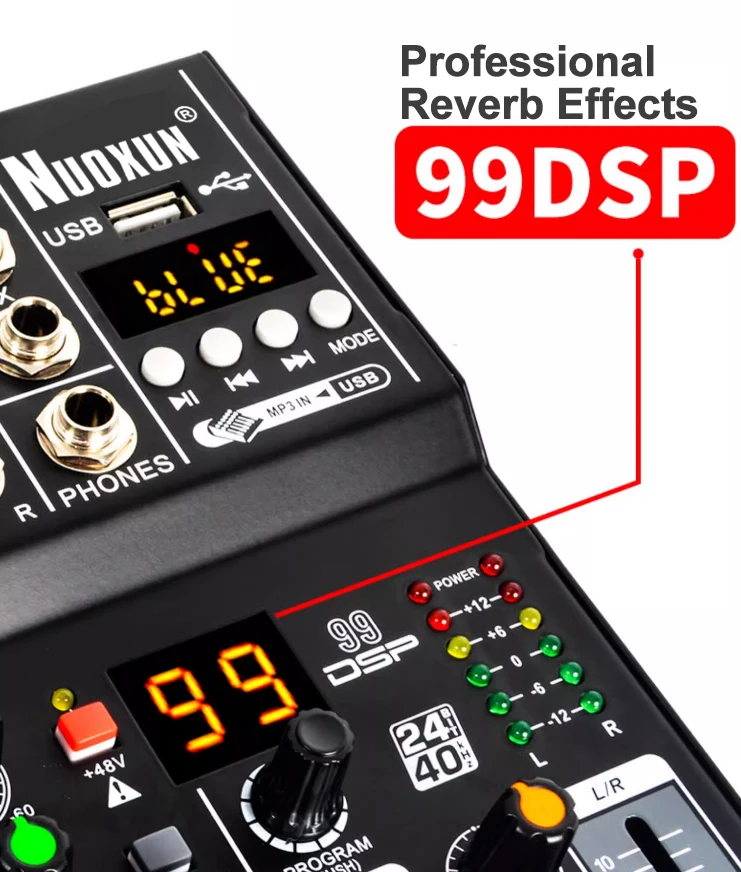 Best small audio mixer 6 channel with MP3 ,U Dish, 48V Phantom for streaming the Pocket Maestro of Audio Mixing