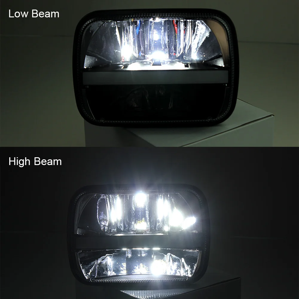 5X7 Inch LED Headlight DRL Amber Turn Signal Headlamp Replacement for Jeep Cherokee XJ Trucks