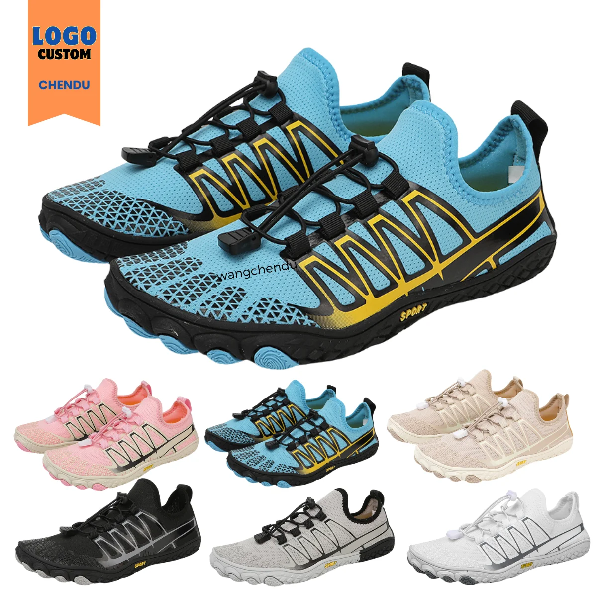 Custom Barefoot Beach Aqua Shoes Men Women Breathable Mesh Sport Shoes Unisex Rubber Outdoor Diving Surf Water Shoes