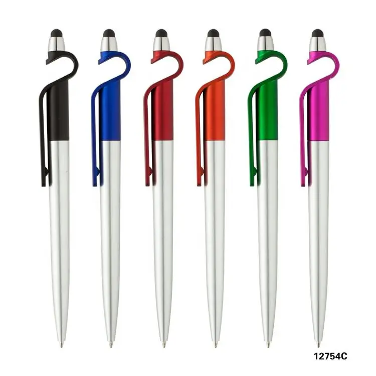 2023 New product new ideas custom logo Hot selling phone holder with pen touch,phone display stand ballpoint ball pen