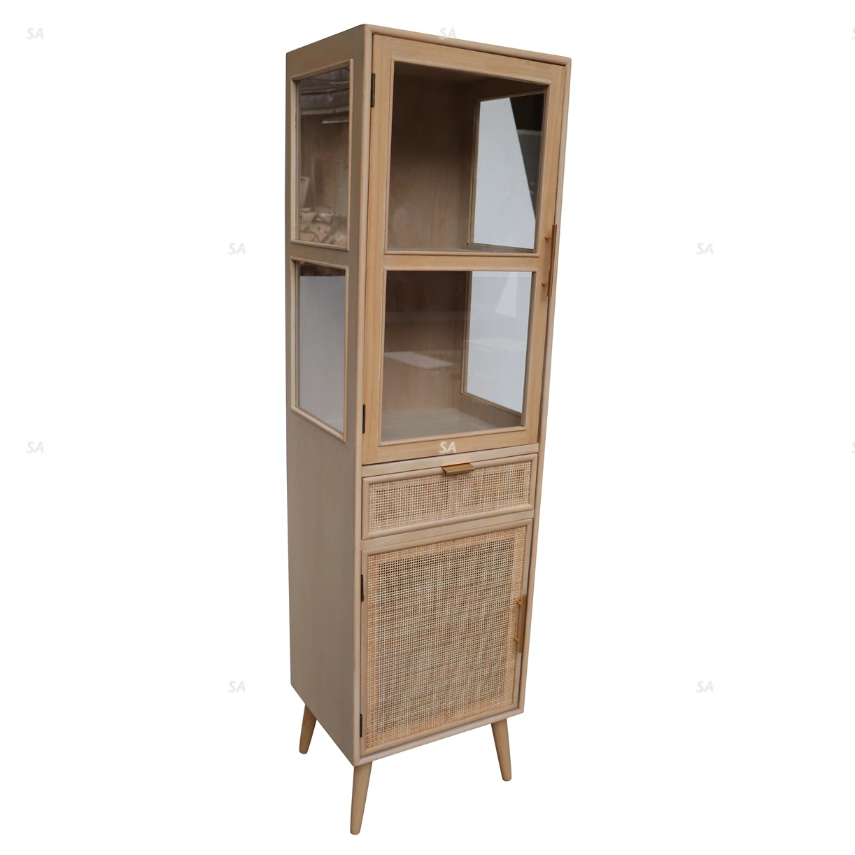  Hot Rated Natural Rattan Safe living Room Large Storage Console Table with wood