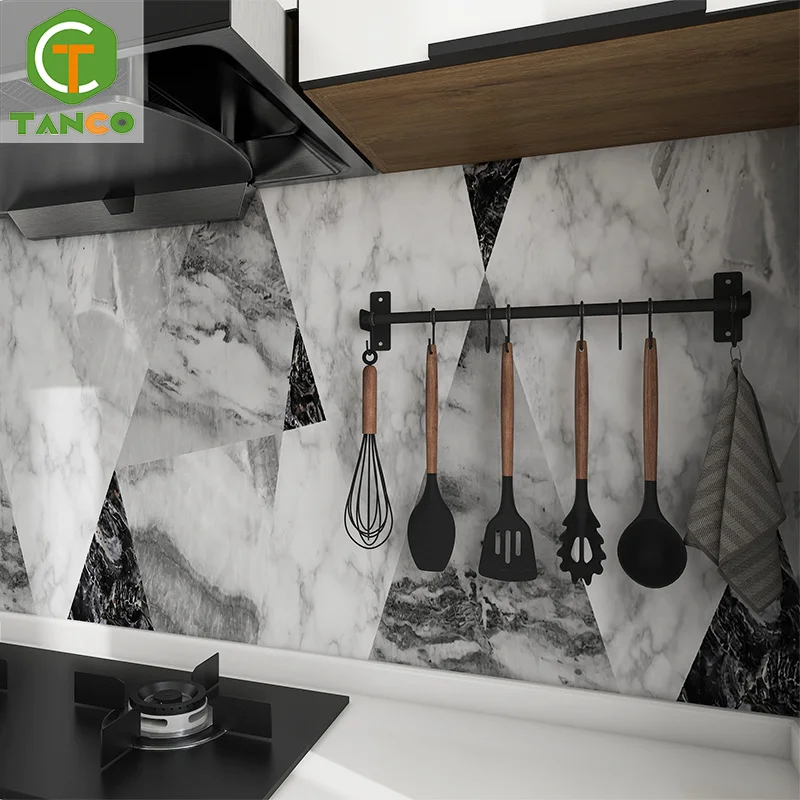 Kitchen pvc film peel and stick wallpaper adhesive for kitchen and bathroom