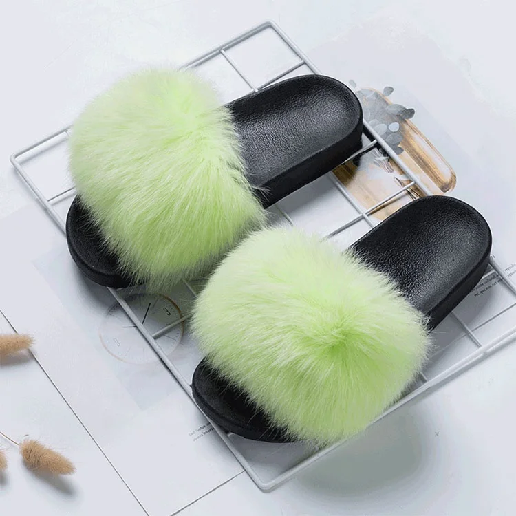  Kids flat slippers fur fox cool