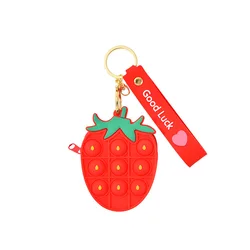 2021 миниатюрный пузырьковый сенсорный портативный кошелек в виде клубники, чехол для наушников, фиджет-брелок, игрушки, кошелек для монет