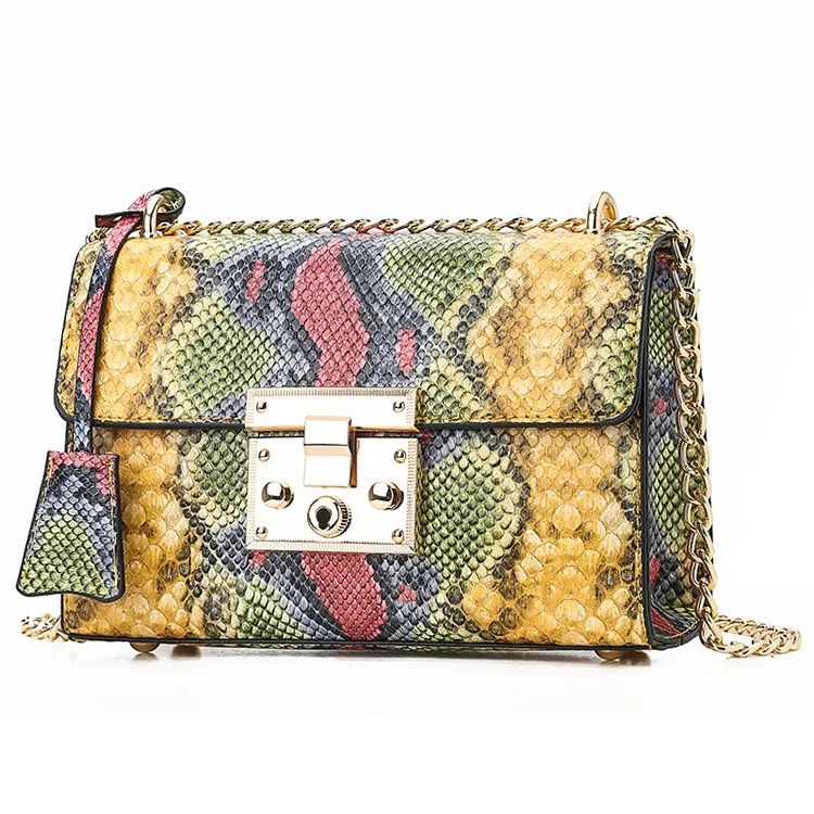 2020 new handbags new casual custom colorful snake skin ladies hand bags factory wholesale PU leather crossbody bag