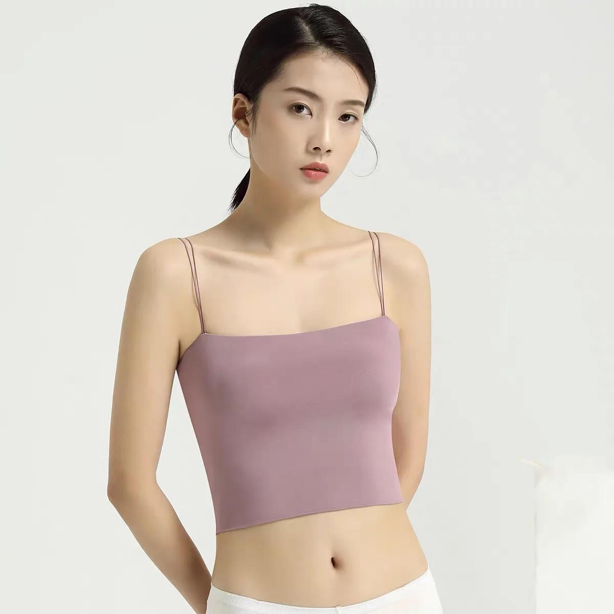 Женский бюстгальтер с двойными лямками и красивой спинкой, цельный бесшовный жилет из вискозы
