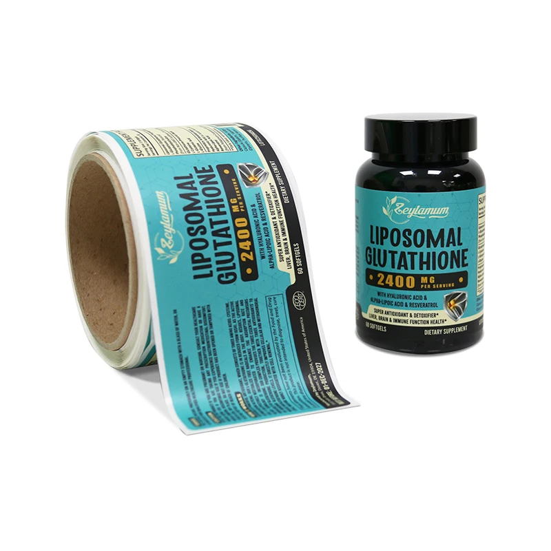 Eco Friendly Custom Printed Nutritional Vitamin Roll Labels for Health Product Packaging Stickers