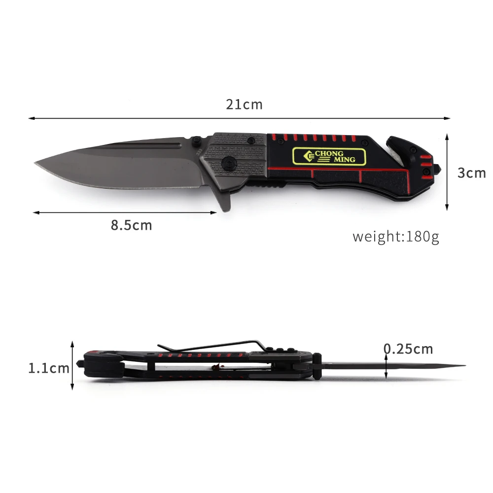  CHONGMING new 2021 black outdoor survival camping hunting hunter folding custom self-defense