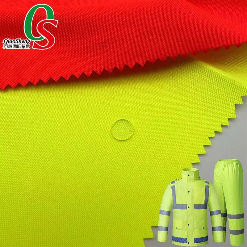 Polyester oxford 300D DTY fluorescent color Plain PU white coating ISO-20741 WR 3000 for work wear  raincoat