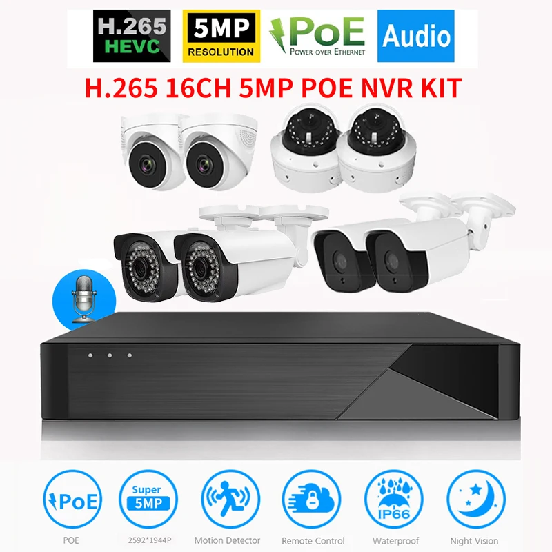 New customize super 265 4K network video recorder smart IP camera system 4 8 16 32 Channel POE CCTV NVR Support Xmeye