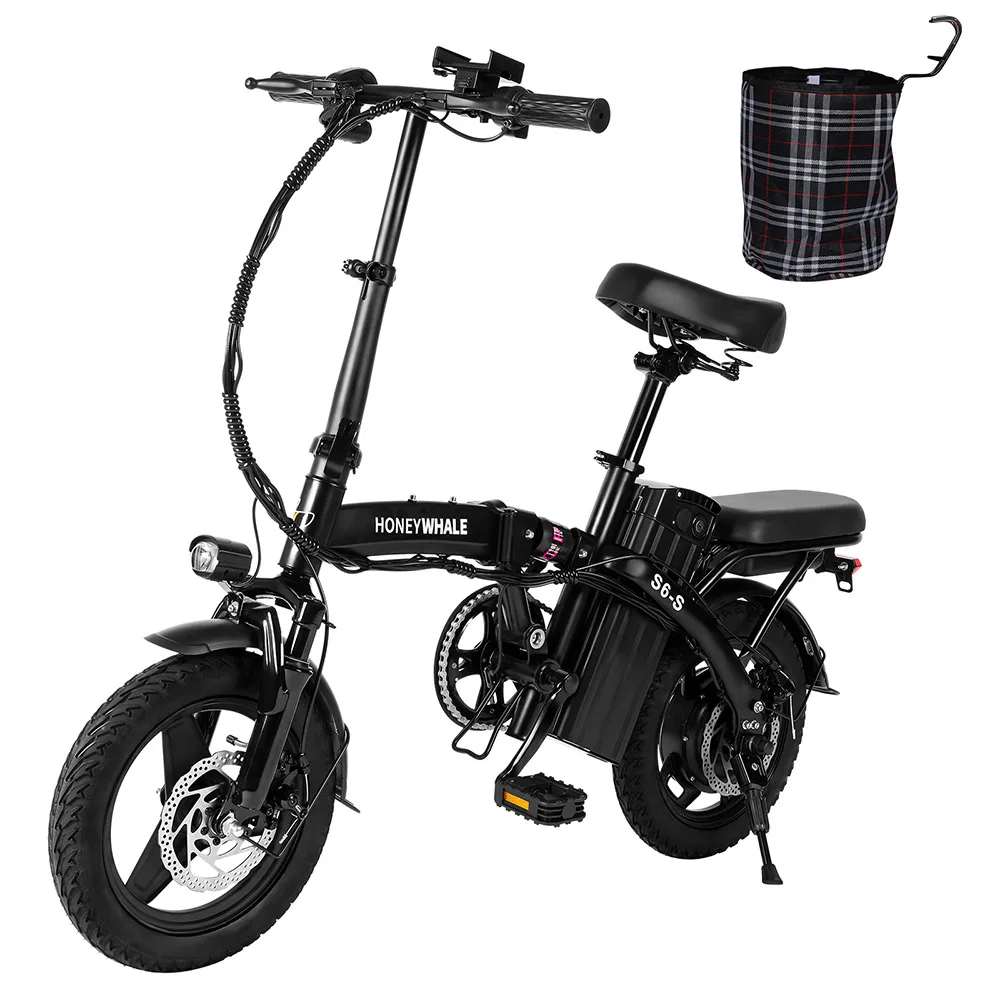 HONEYWHALE S6-S 14-inch Electric Bike 250W Motor 48V 10.4Ah Battery 25km/h Front and Middle Suspension Damping Dual Disc Brake