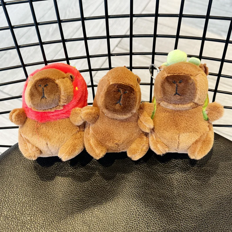 Capibara Female Turtle Plush Toy Customizable Cotton Capybara Doll Keychain 10cm Schoolbag Pendant Wholesale