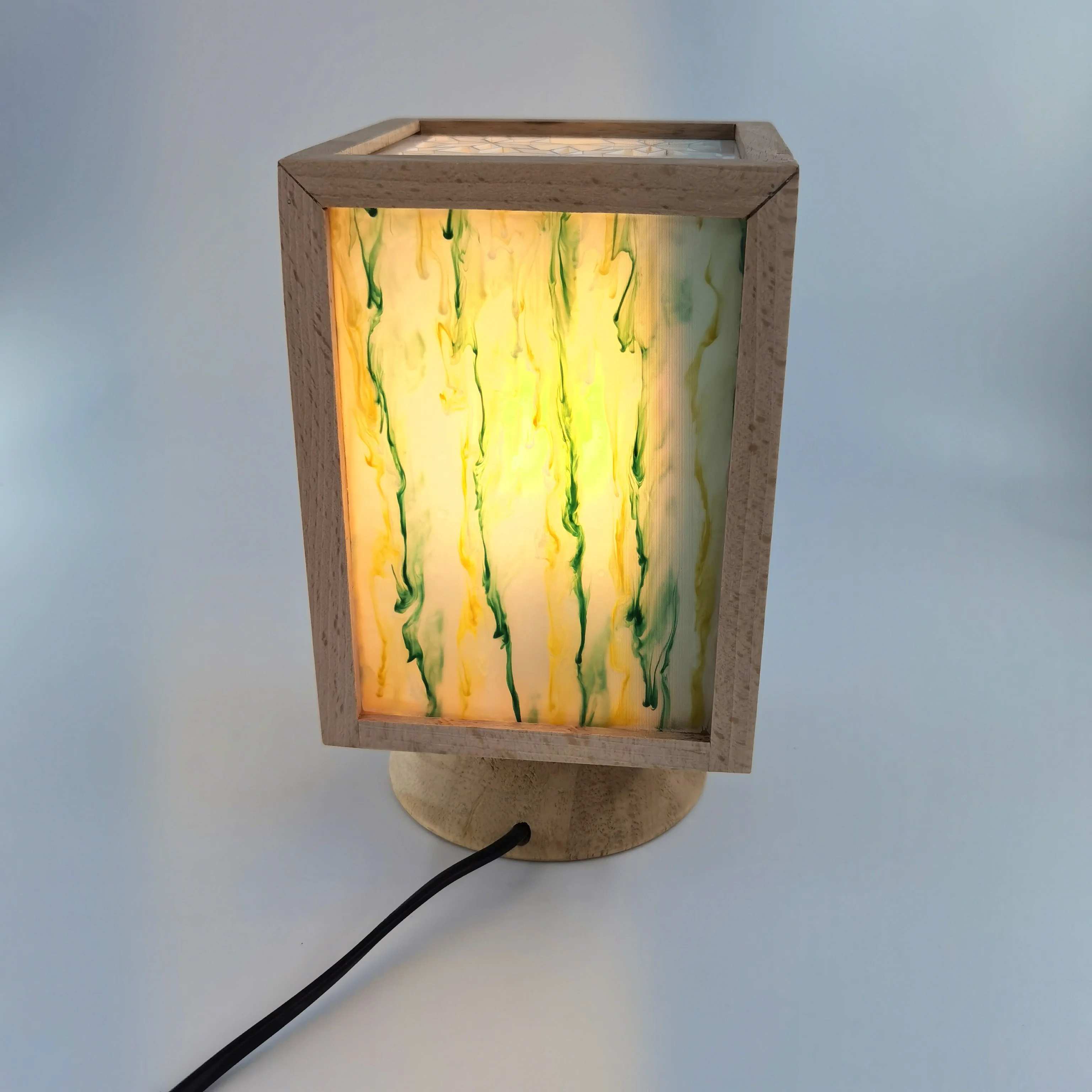 E27 LED Bulb Wooden Table Lamp Art Engrave Crafted Acrylic Modern Table Lamp For Living Room Bedroom Decoration