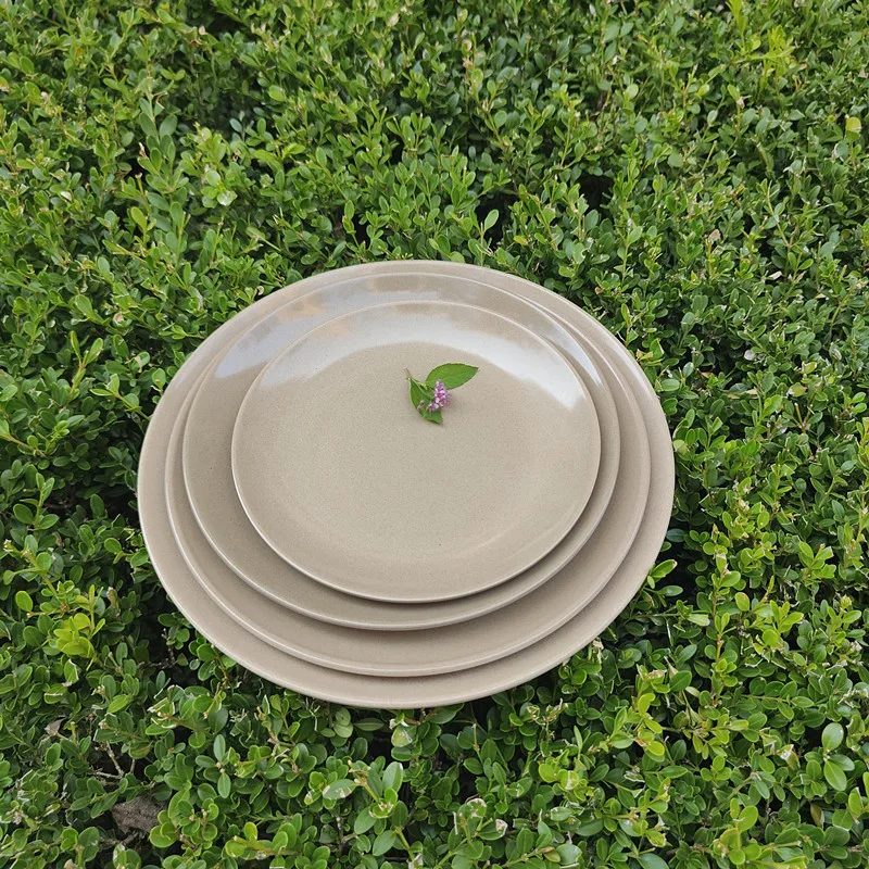 Natural material rice husk microwave and home dishwasher use safely round plate