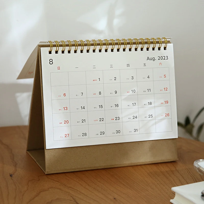 Custom design Desk Spiral Undated Calendar Planner Printing Table Stand Flip Paper Calendar 2024