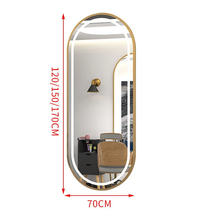 oval bathroom mirrors led large  full body mirror with gold led Framed Glass beauty on sale salon large mirrors with led light