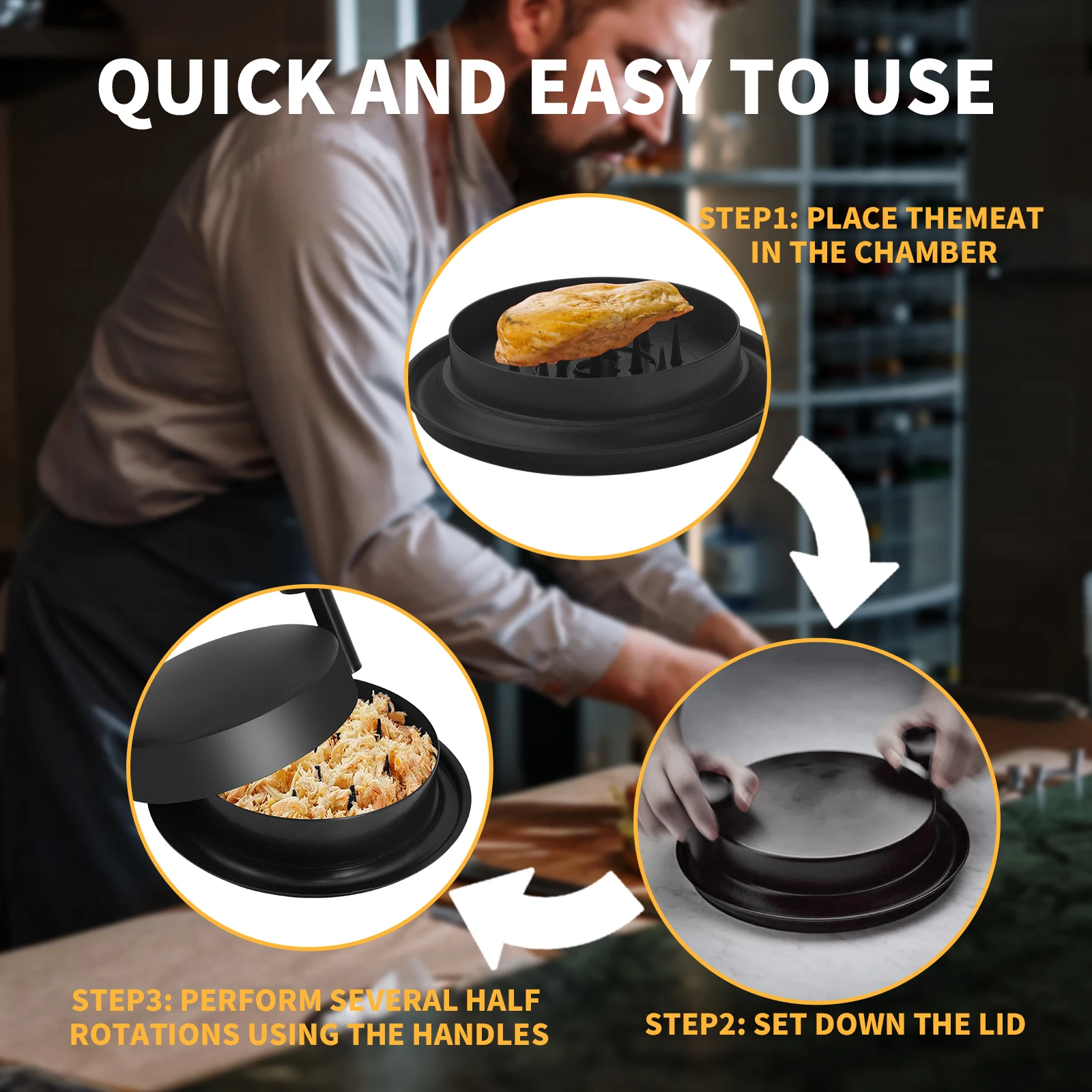 Meat Shredder Alternative to Bear Claws Meat Shredding Tool with Handles and Non Skid Base for Pulled Pork Chicken Beef Food