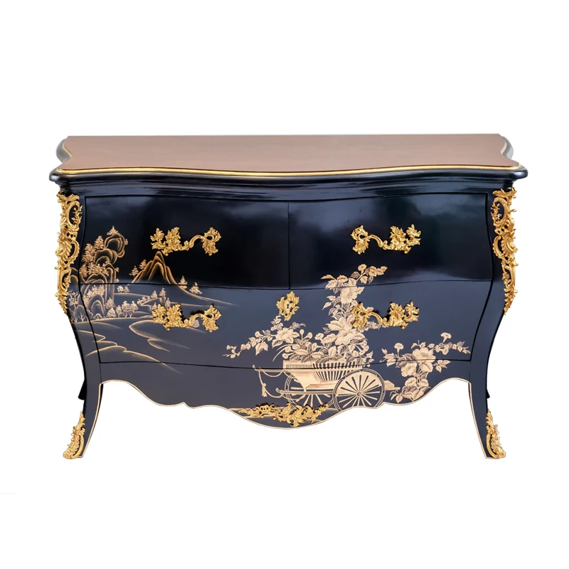Direct Factory Own Design Custom Painted Dewaxing Console Table Cabinets Furniture Storage Antique Brass Wood Chinese Home 1PCS