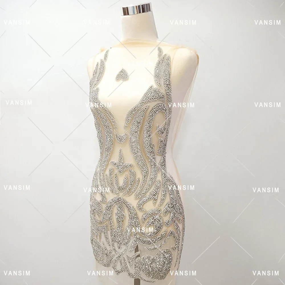 Hot design mermaid bling crystal beaded applique patches rhinestone bodice patterns