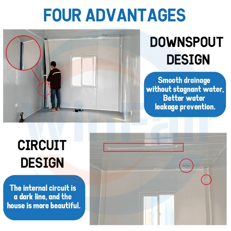 WinFair Foldable Shop Office Steel Fabricated Homes Modern Fold Out Folding Prefab Container Houses