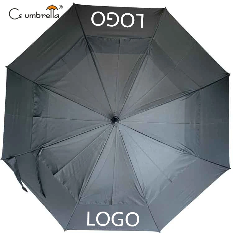 YS-7050 Extra Large Umbrella Customized Logo 30 Inches Big Size Double Layer Air Vented Windproof Big Golf Umbrella With Logo