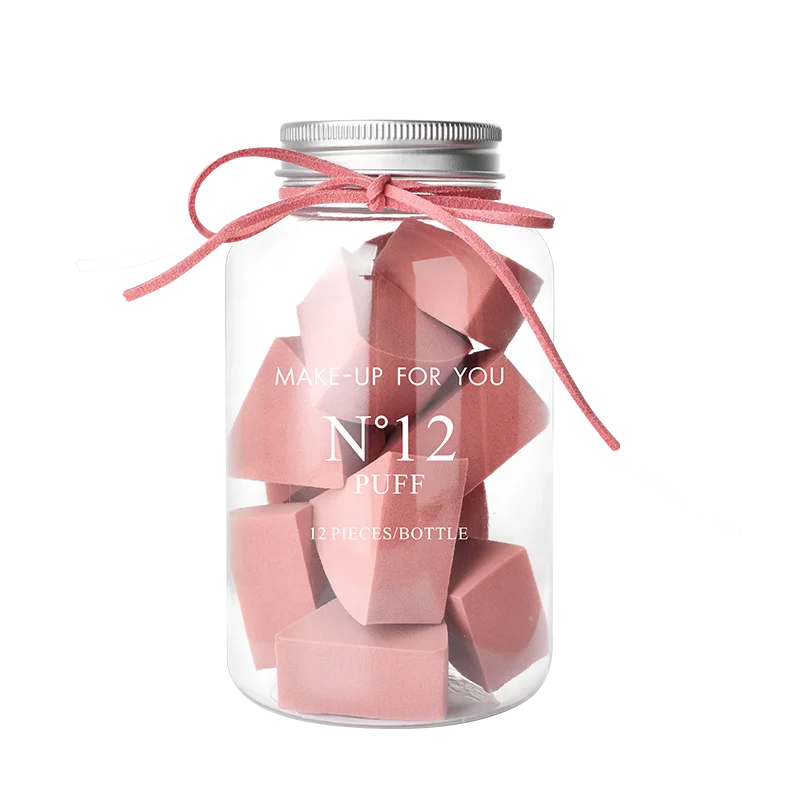 
12pcs Non-latex Foundation Cosmetic Puff Laser Logo Make Up Puff Makeup Sponge Blender Bundle With Sponge Holder 