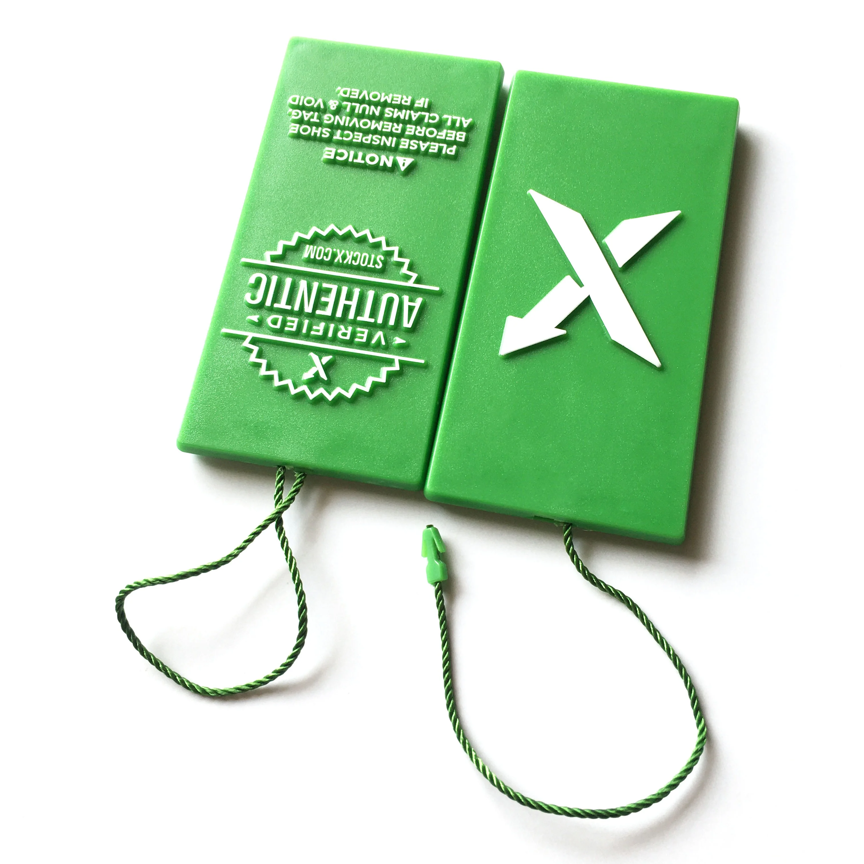 Garment Seal Tags Maker Custom 3D Embossed Brand Name Logo Plastic Hang Tags String Locks for Shoes