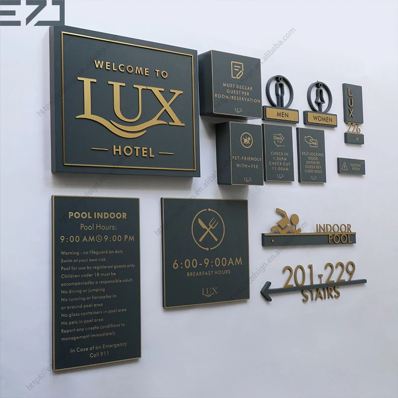 EZD One-Stop Services Indoor Stainless Steel Wall Mount Wayfinding Signage Systems Door House Number Hotel Signs
