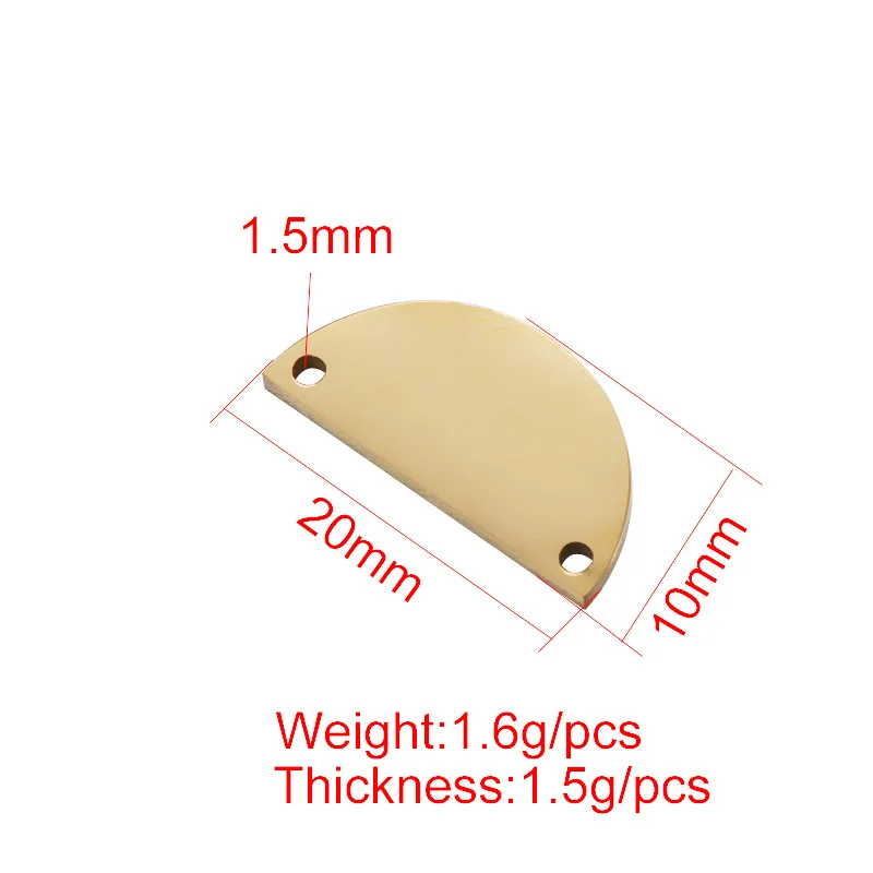 20x10mm DIY Making Geometry Stainless Steel Half Circle Semicircle Two Holes Connector Accessories Jewelry Pendant Charm