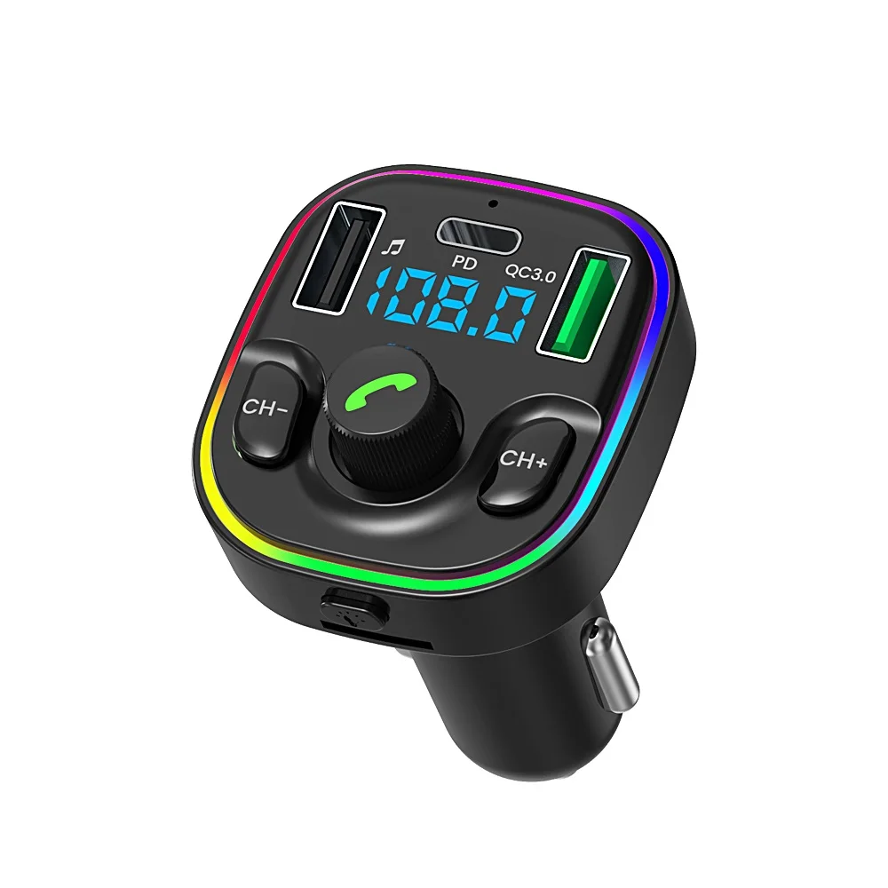 7-Color TF Dual USB Car Charger Audio MP3 Player Kit Wireless Bluetooth FM Transmitter Portable Stereo QC Fast Charging