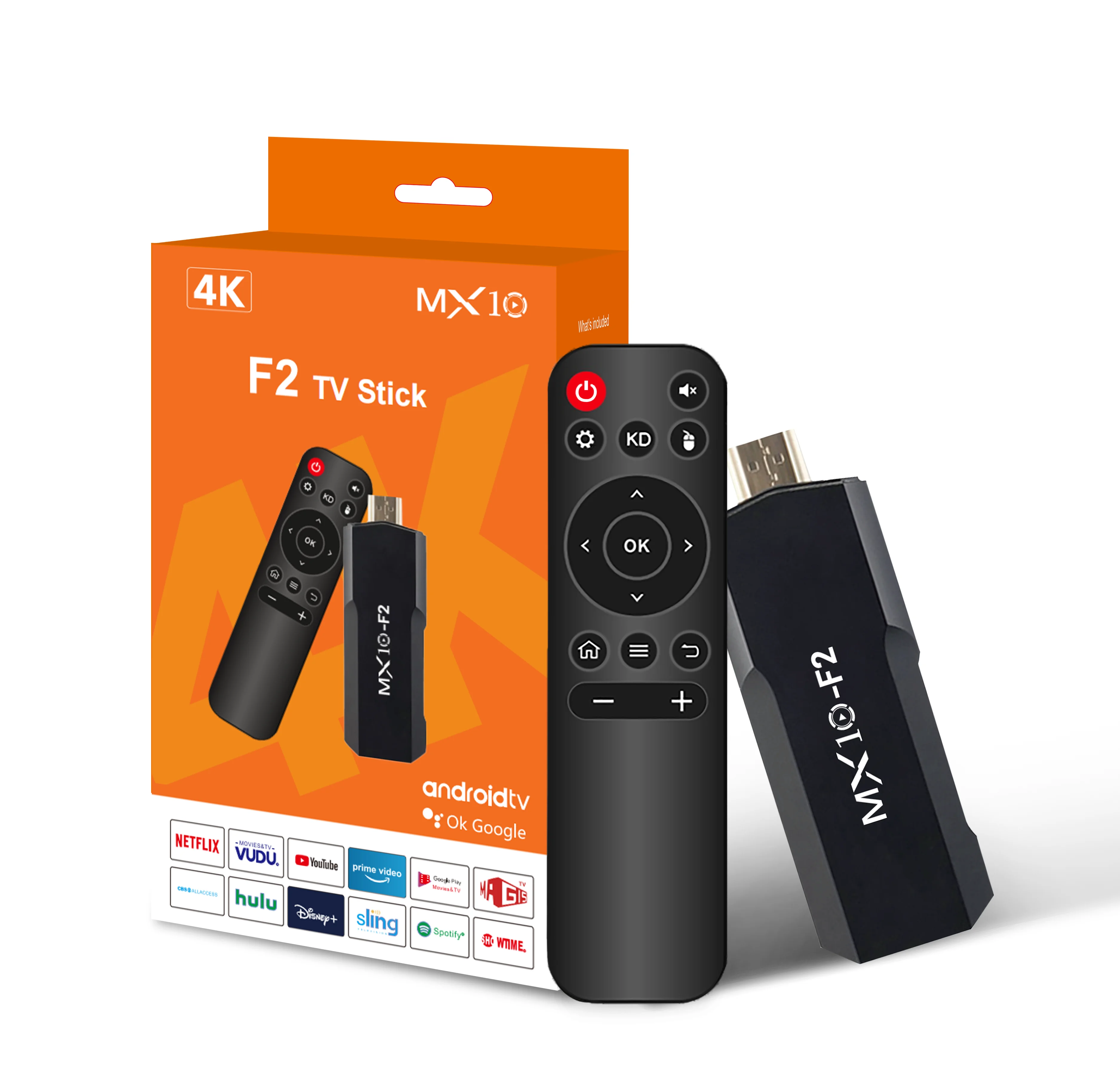 Newest Factory price F2 TV stick quad core supporting 2.4/5G dual wifi BT 4.0 and HDR 4K display Adroid 10.0 TV stick