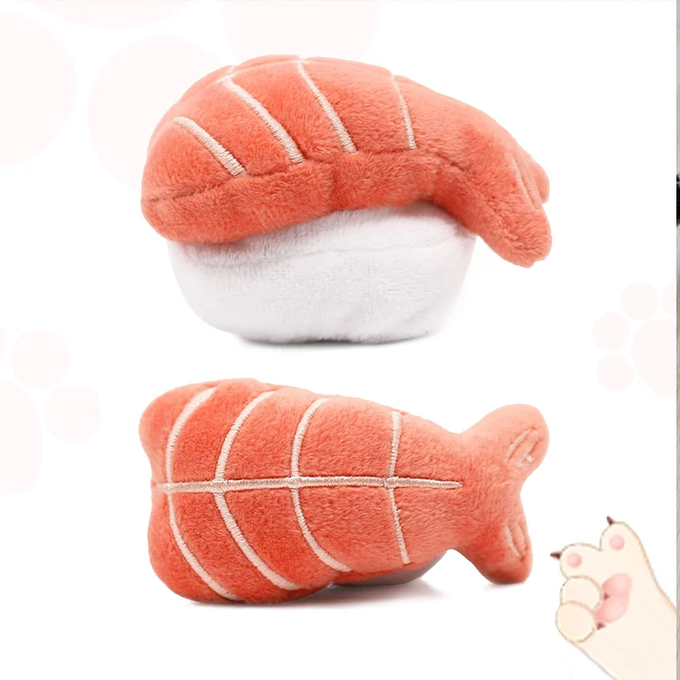 hot 6 Pack Sushi Cat Toys  Sushi Roll Pillow Kitten Chew Bite Relief Cleaning Plush Gift pet Toy