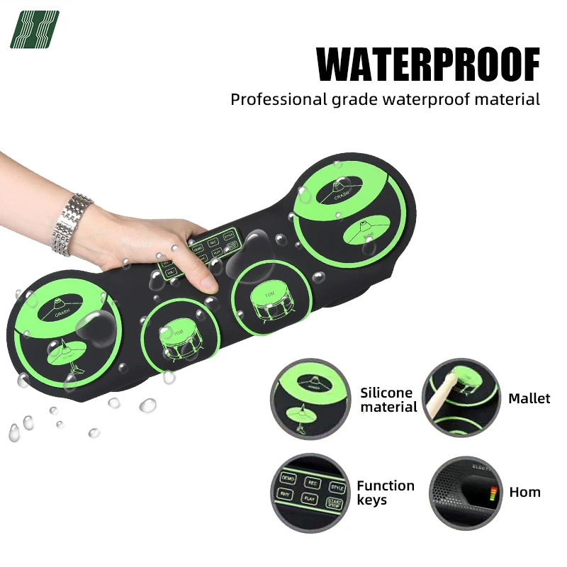 Hot Selling Portable Electronic Drum Kit 9 Keys Carry Around Silicone Electronic Drums Practice Pad