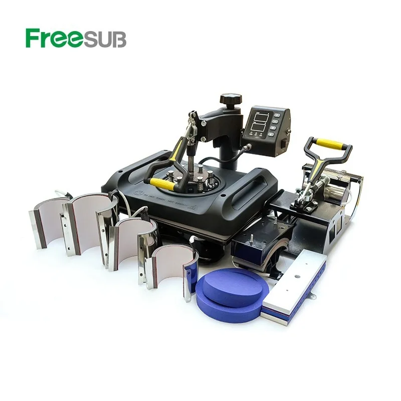 Freesub Multifunctional mug tshirt sublimation printing machine 11 in 1 heat press machines for pen hat/caps plate P8001-11