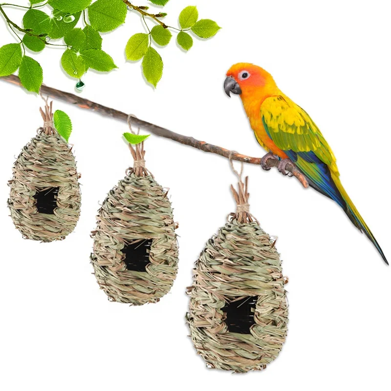Hummingbird Nesting House Bird Hand Woven Outside Nest Hanging Roosting Pocket Birdhouses Grass Hut
