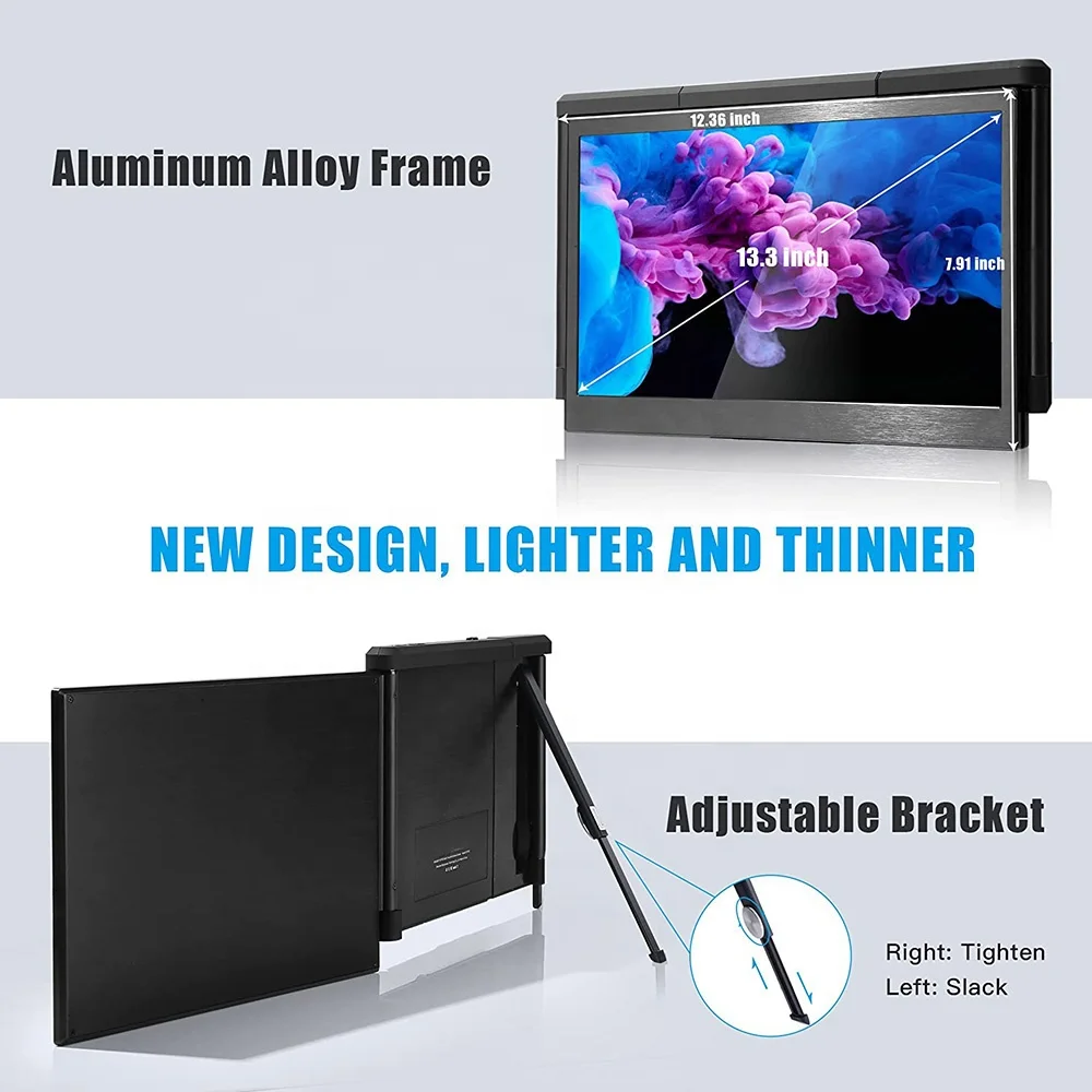 13.3 inch 16:9 FHD IPS Triple Laptop Screen Extender for Pad Triple Portable Monitor for Laptop Screen Extender