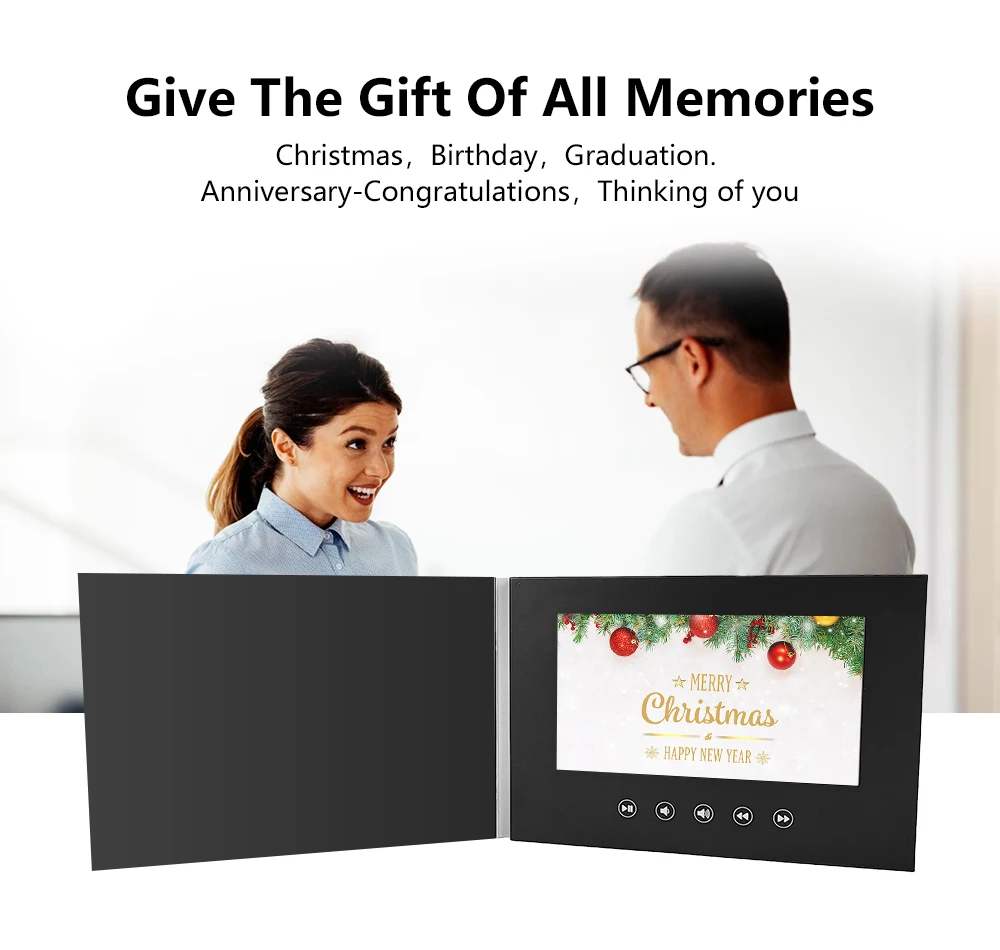 Promotion 7 inch hd lcd screen videocard video postcard digital video box with lcd screen video brochure for gift