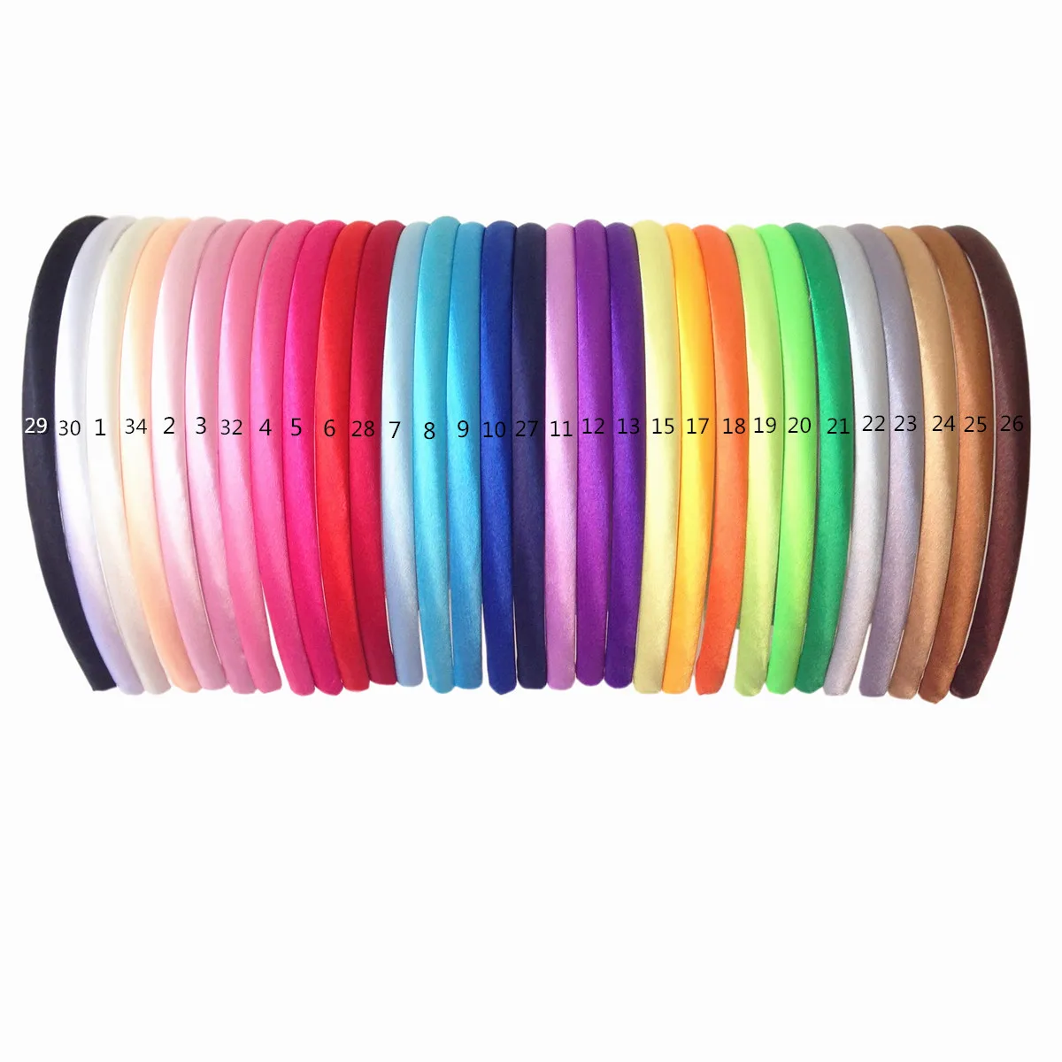 120pcs Assorted 30 Colored Satin Fabric Covered Resin Hairband Children Fabric Wrapped Headband Kids Headwear Hair Accessories