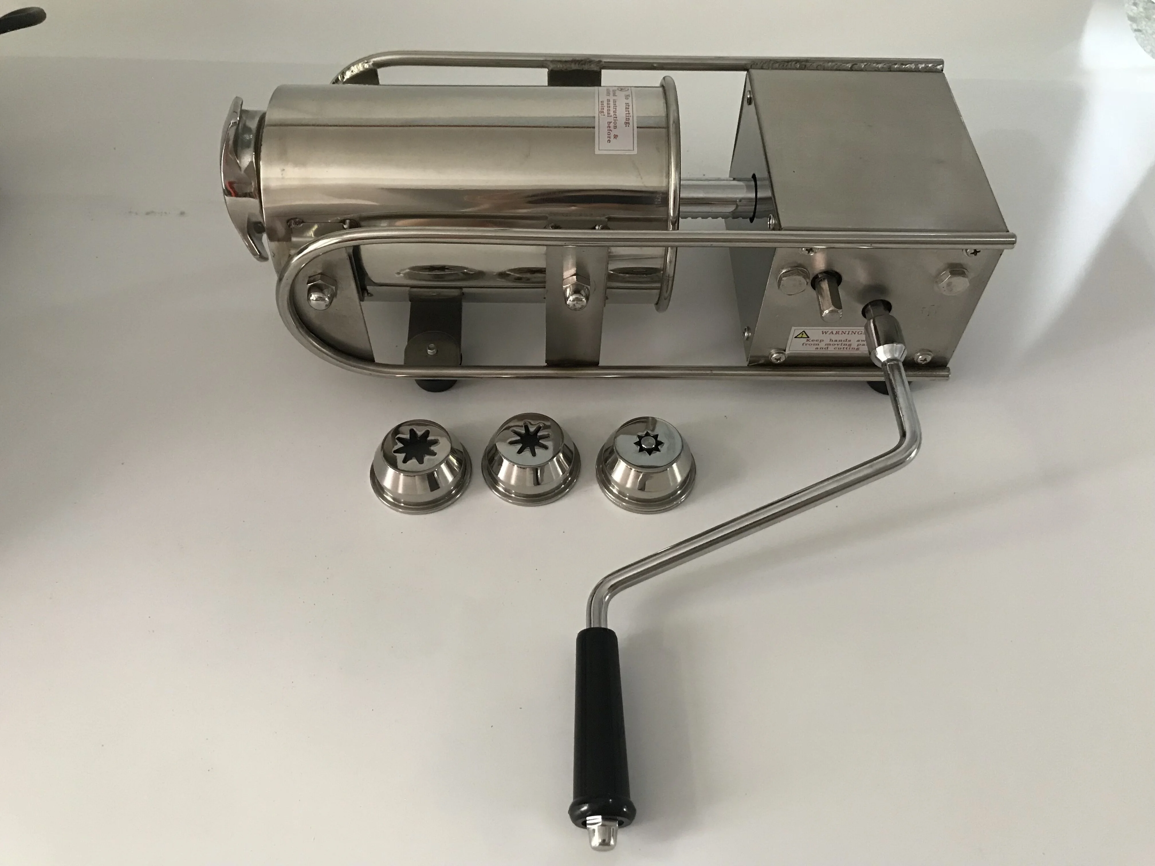 
Stainless steel 3L Horizontal Manual churros machine with 3 moulds deep fried dough sticks/Sausage stuffer 