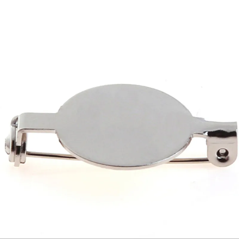 Round Plate Silver Brass Brooch Safety Pin For Badge In Bulk Price