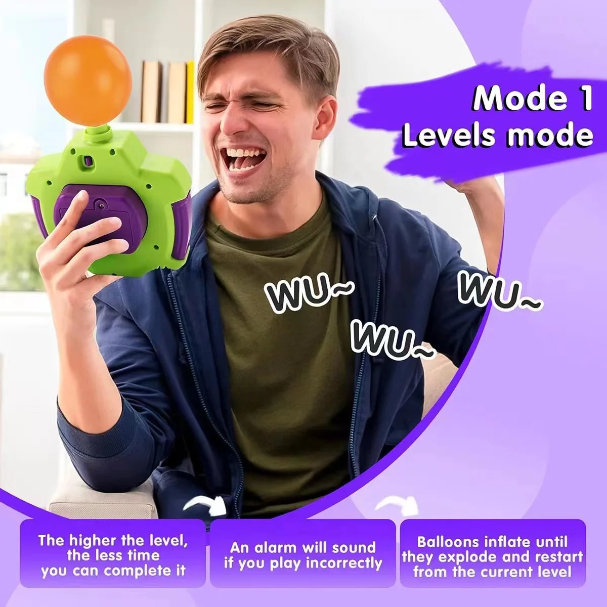 2024 Newest factory wholesale balloon explodes quick push light up pop game fidget toy mini kids whack-a-mole machine