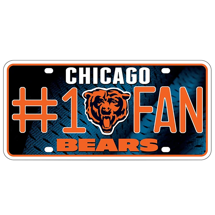 Недорогой Алюминиевый Жестяной бирка для мотоцикла Chicago Bears NFL по индивидуальной цене чистый номерной знак велосипеда и