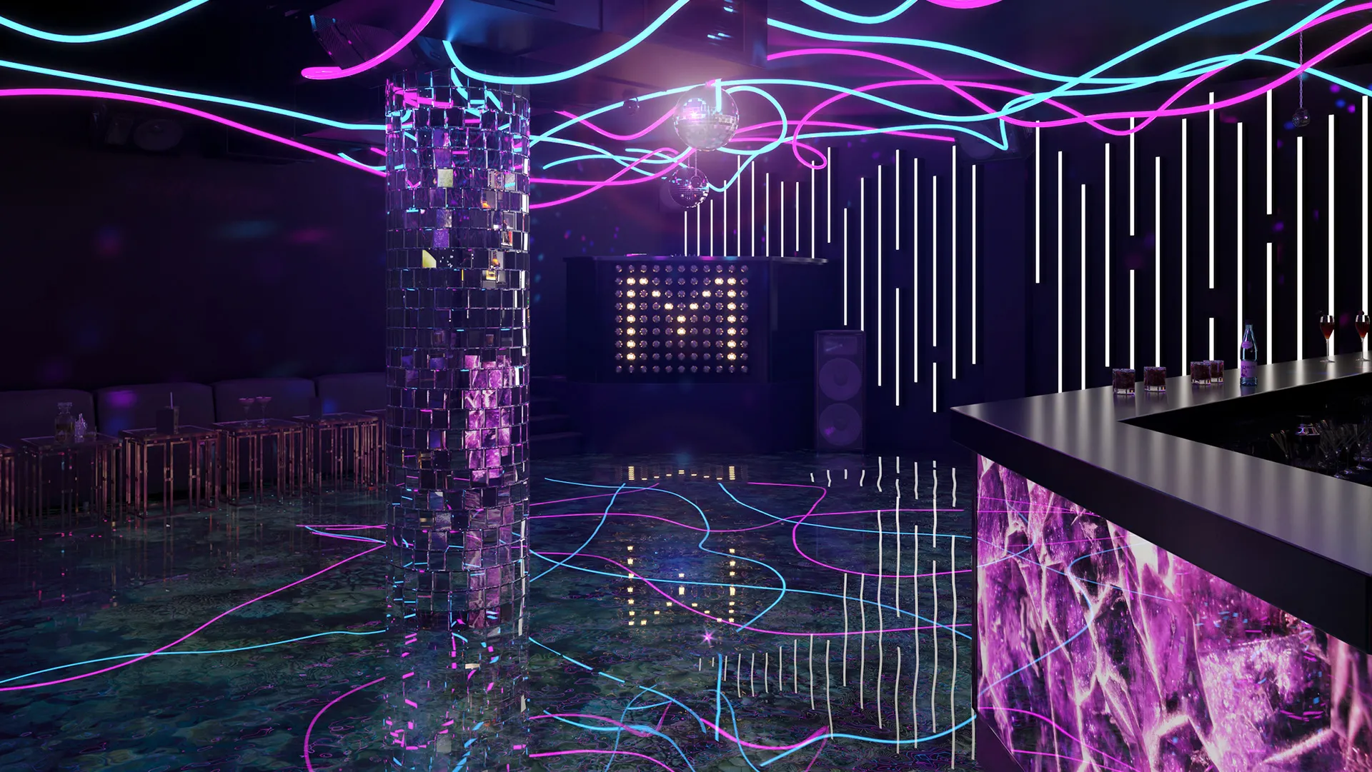 Customized Strip Club Hot Sale Interior Decoration Design With Modern Night Club Lounge Bar Counter