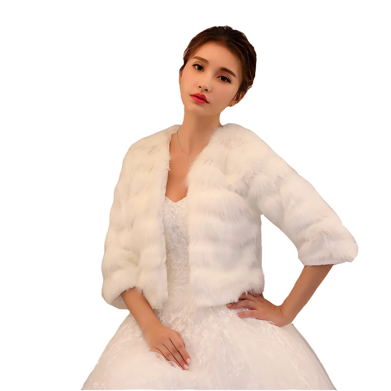 
Wholesale new bride Wrap plush Jackets elegant faux fur long-sleeved hollow dress shawl 