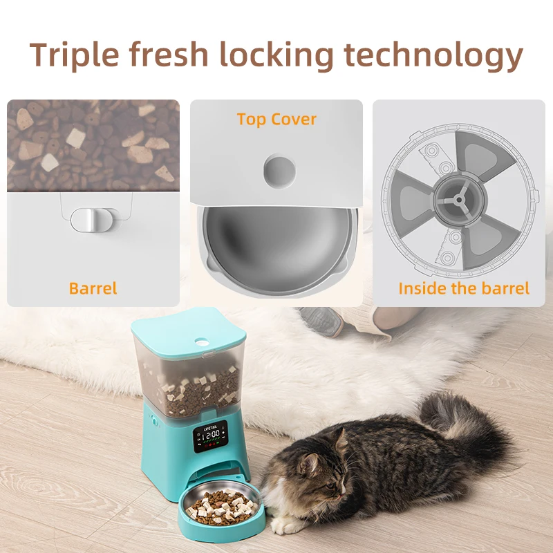 Lifetail newest Smart 3L Capacity Voice Recorder Programmable Dog Food Dispenser Automatic Pet Feeder for Dog Cat
