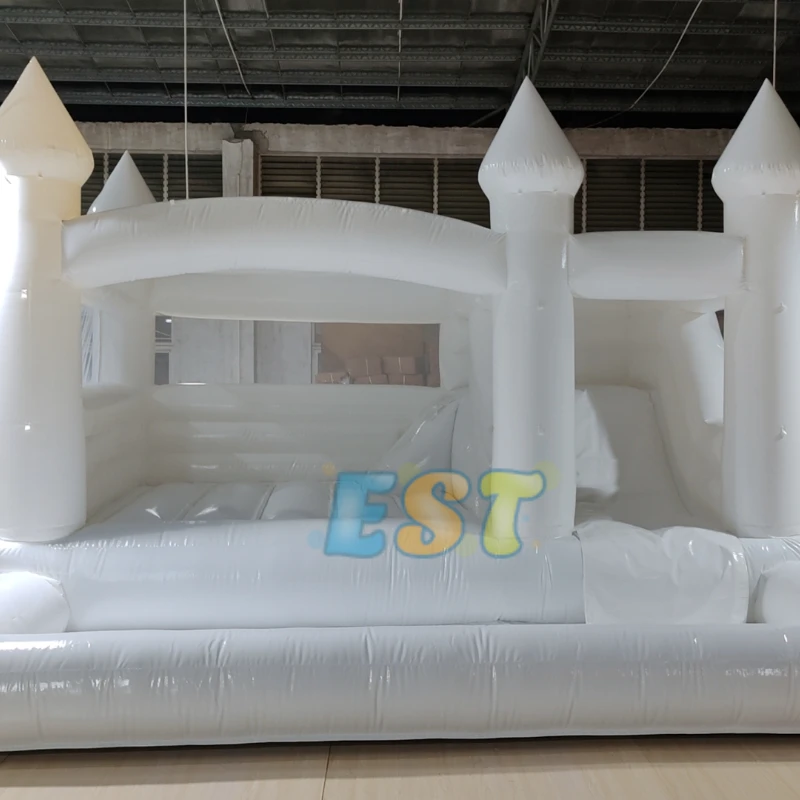 Hot Sale White Bouncy Castle Inflatable Bounce House Outdoor PVC Wedding Bounce House with Ball Pit For Adults Kids Party Rent