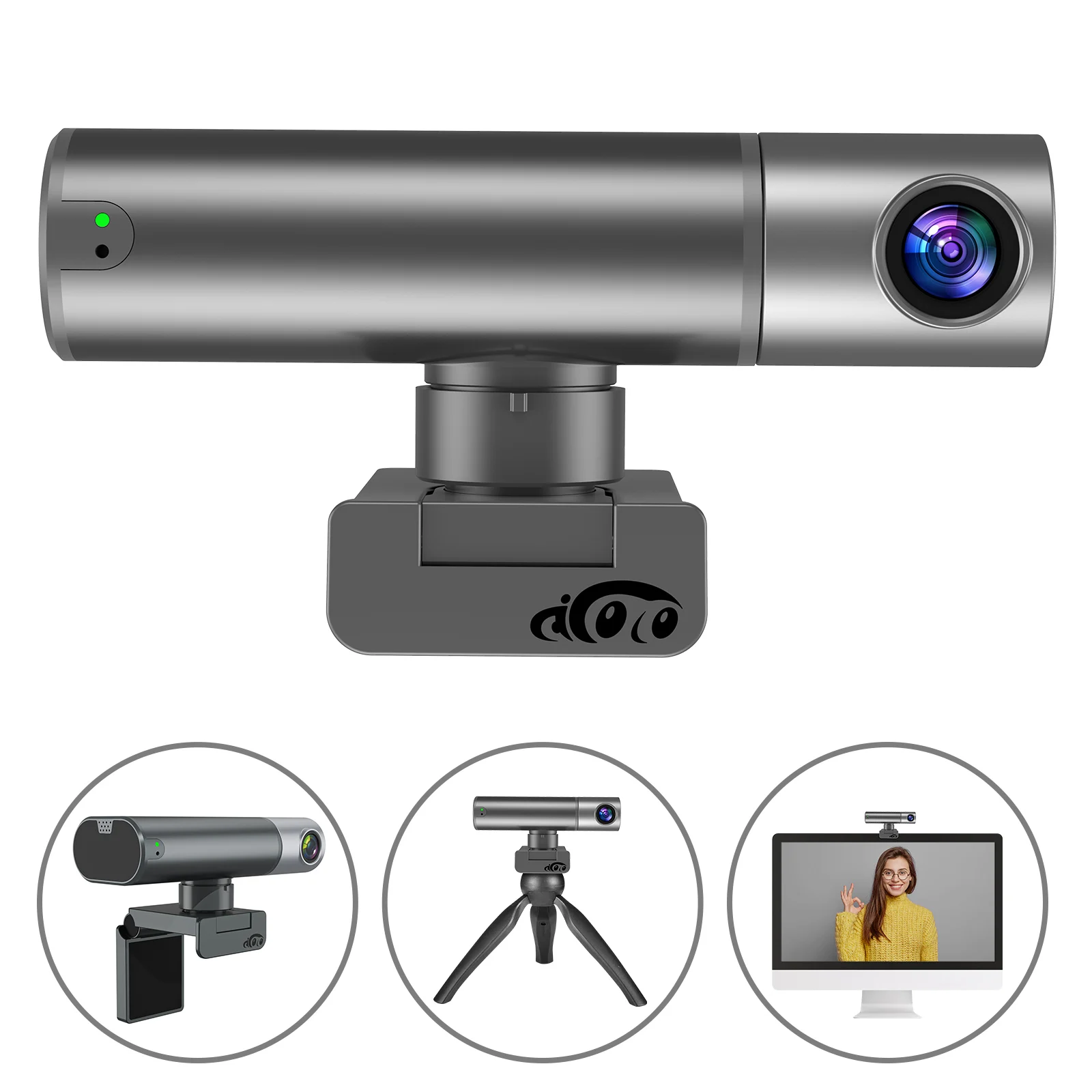 Aicoco Smart Live Stream 2K HD AI Webcam Gesture Control USB Webcams for PC and Laptop